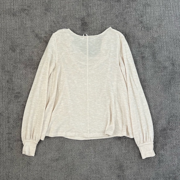 Free People Cream Metallic Scoop Neck Sweater Top - Picture 4 of 4